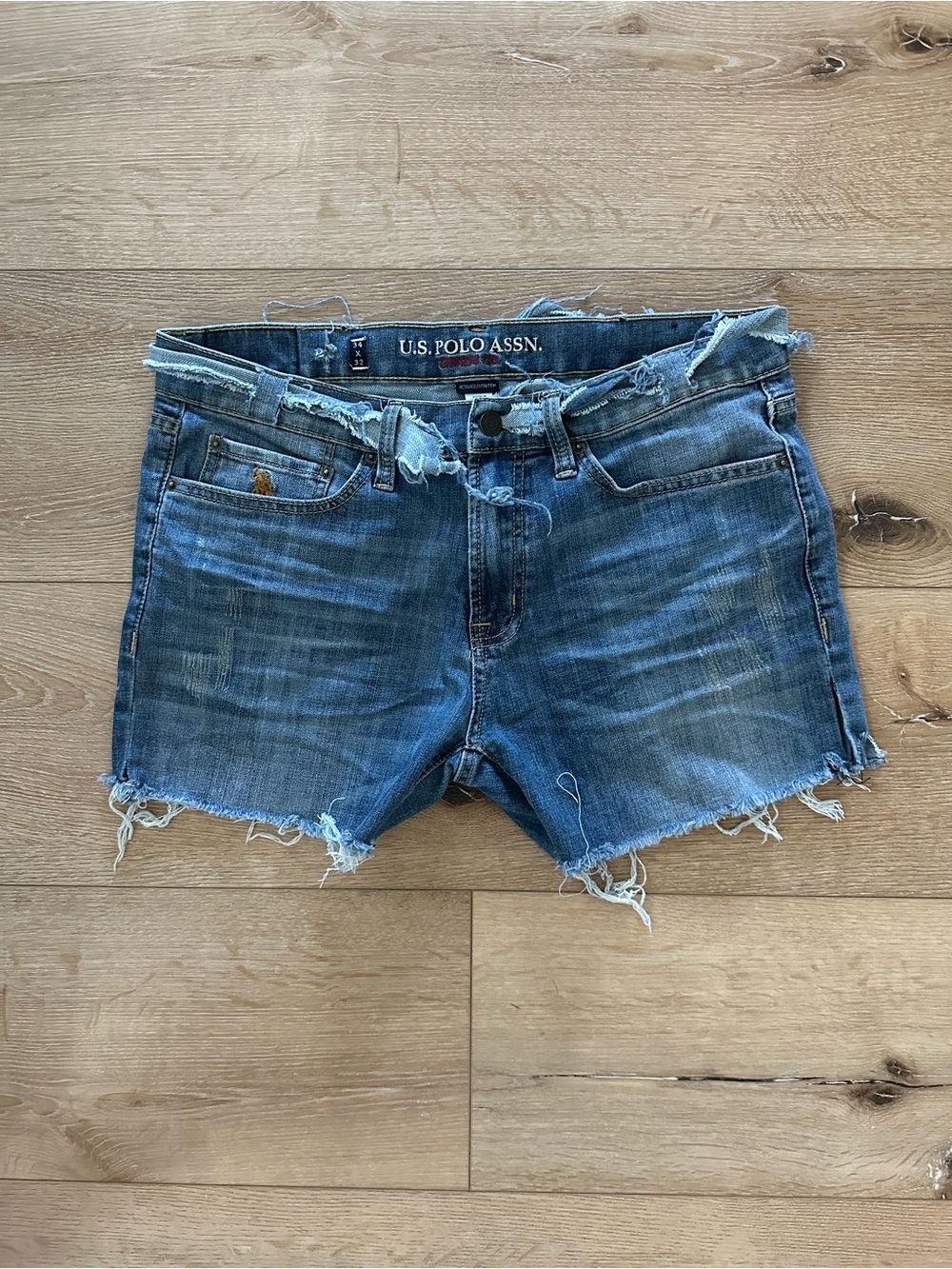 U.S. Polo Assn. Distressed Cutoff Denim Shorts Size 34 Y2K Grunge